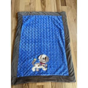 TAGGIES Blue Brown Puppy Dog Baby Blanket Lovey‎ 30in. x40in.